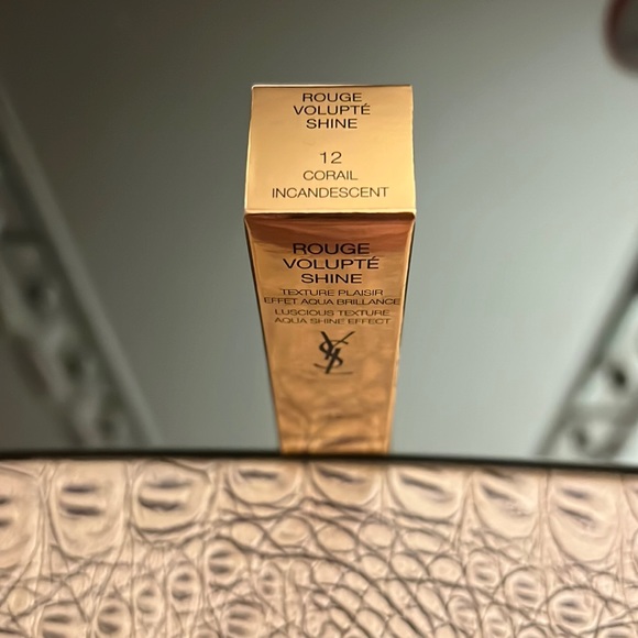 NIB! YSL Rouge Volupte Shine Lipstick In Color #12 Corail Incandescent. - Picture 5 of 10